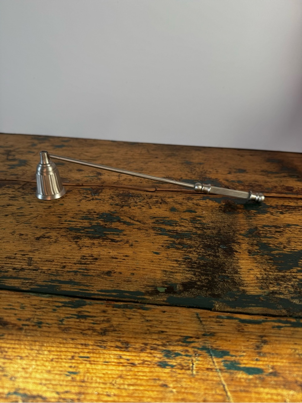 Brushed Silver Color Candle Snuffer with Long Handle